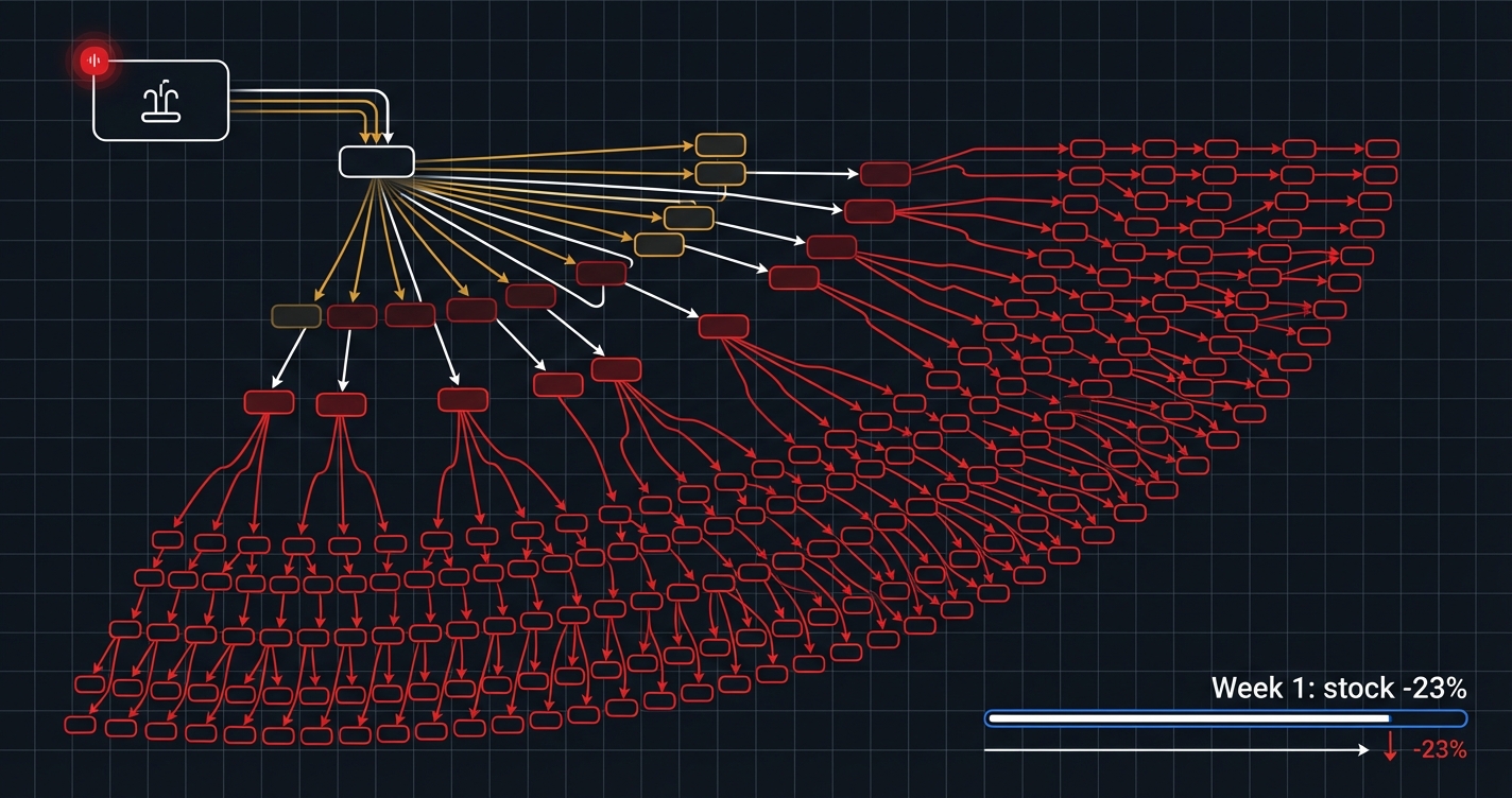 A trust chain — one compromised link cascades corruption downstream