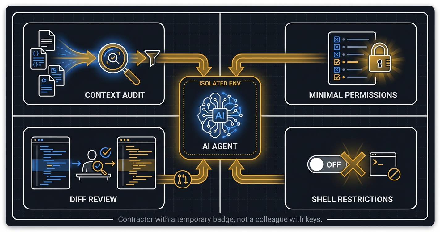 Defense in layers — sandboxing, auditing, restricting agent privilege