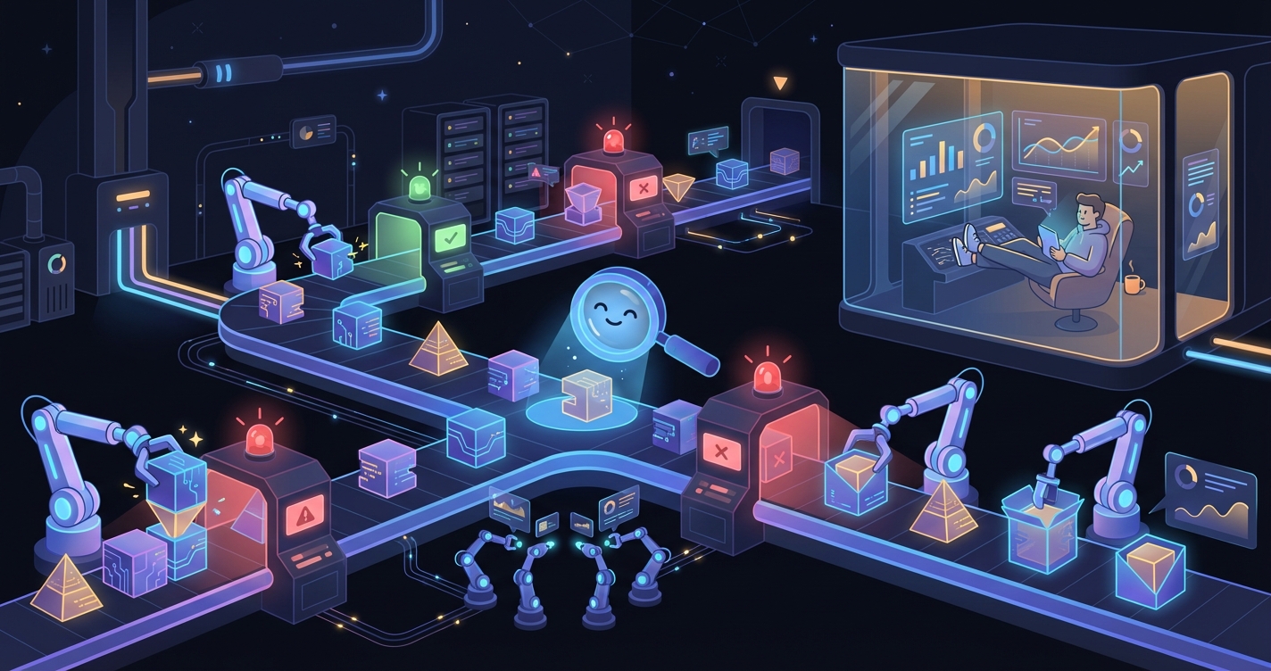 Automated factory floor — the dark factory runs itself